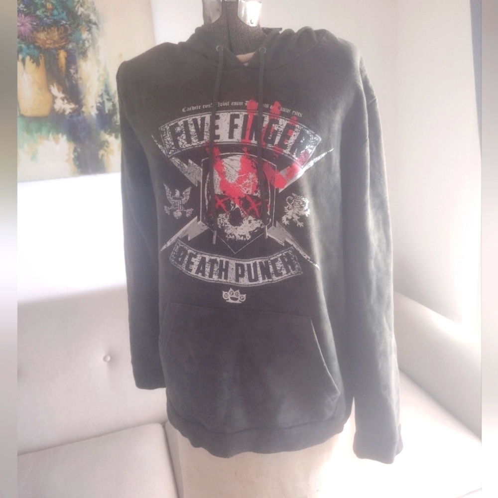 Five Finger Death Punch Hoodie Size M Medium Green Camo